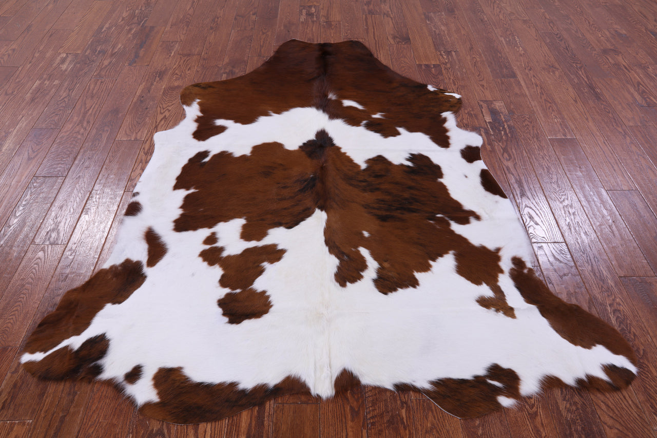 Brown & White Natural Cowhide Rug - Large 6'11"H x 6'0"W