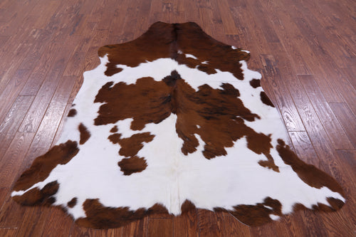 Brown & White Natural Cowhide Rug - Large 6'11