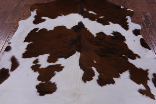 Brown & White Natural Cowhide Rug - Large 6'11