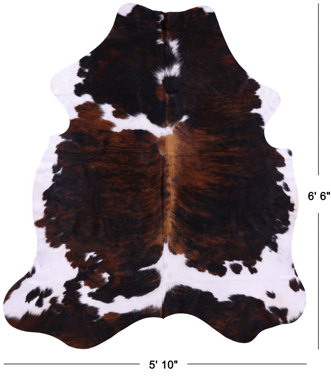 Tricolor Natural Cowhide Rug - Large 6'6"H x 5'10"W