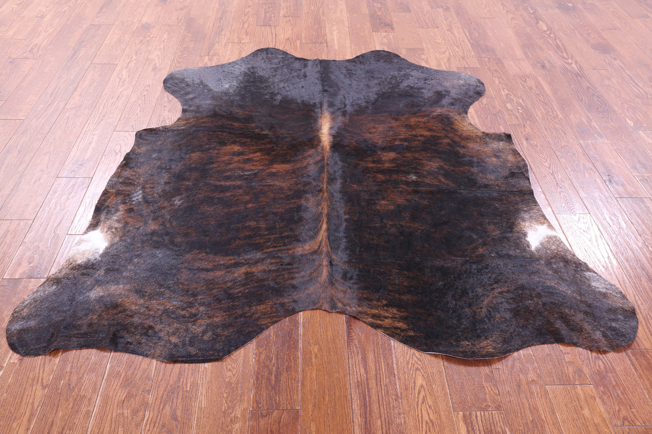 Brindle Brown Natural Cowhide Rug - Medium 5'11"H x 5'11"W