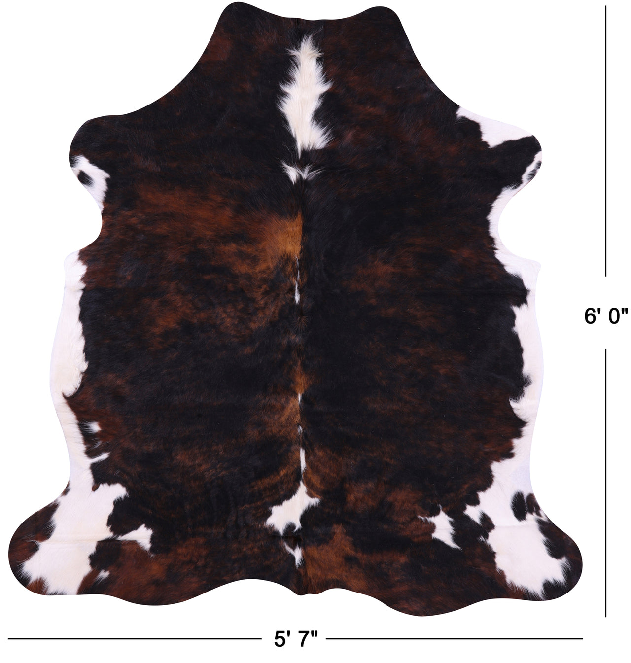 Tricolor Natural Cowhide Rug - Medium 6'0"H x 5'7"W