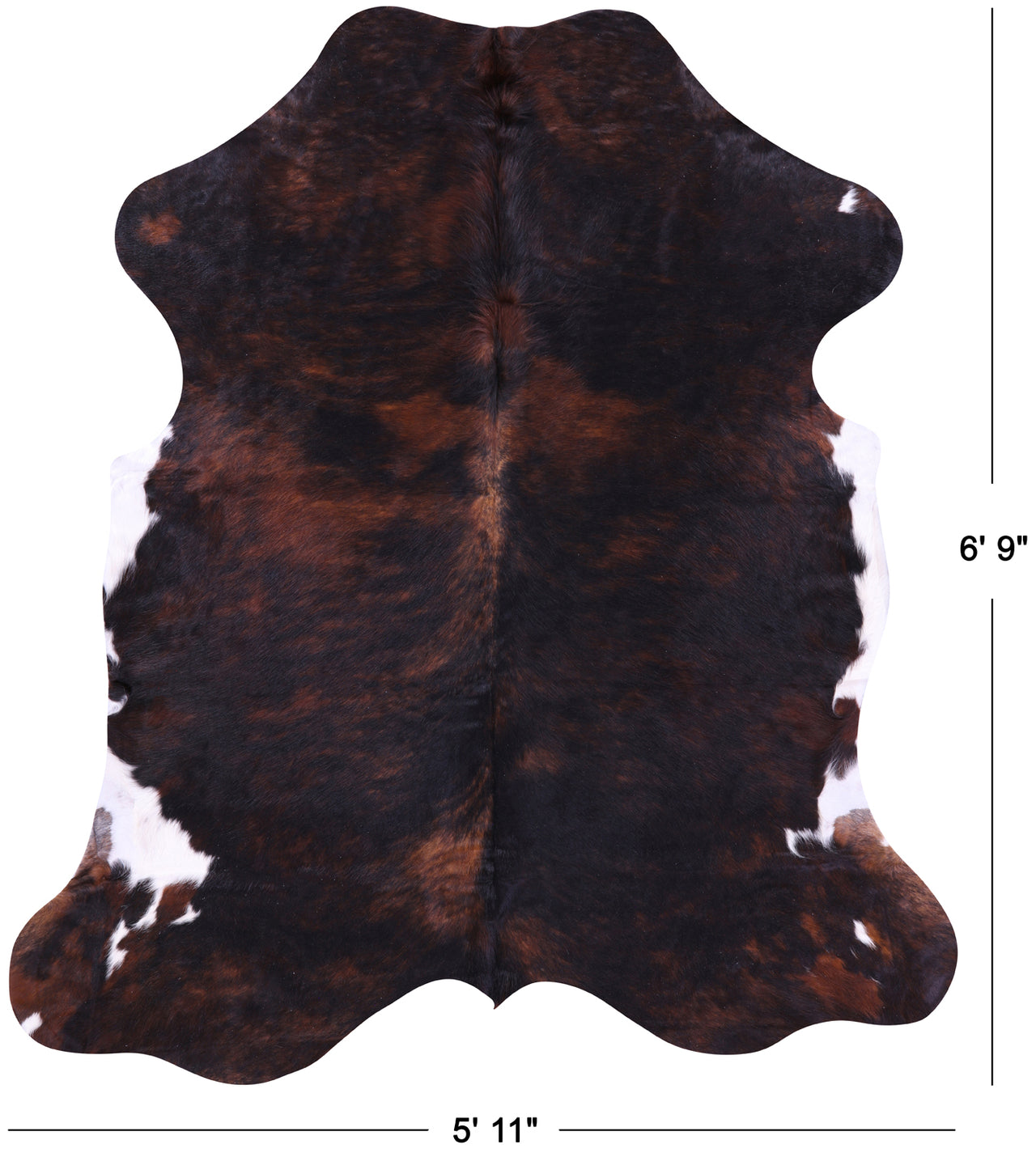 Tricolor Natural Cowhide Rug - Large 6'9"H x 5'11"W