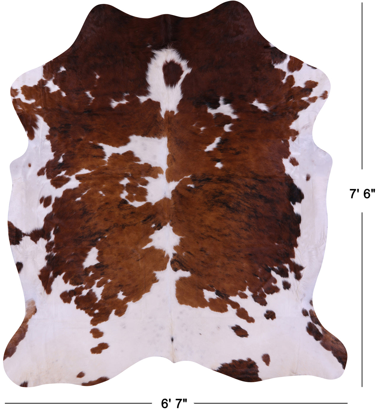 Brown & White Natural Cowhide Rug - XLarge 7'6"H x 6'7"W