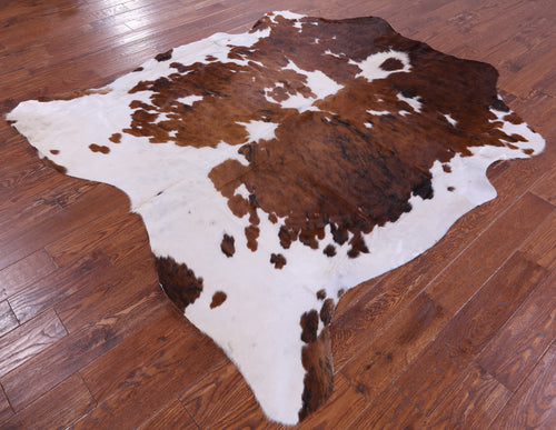 Brown & White Natural Cowhide Rug - X-Large 7'6