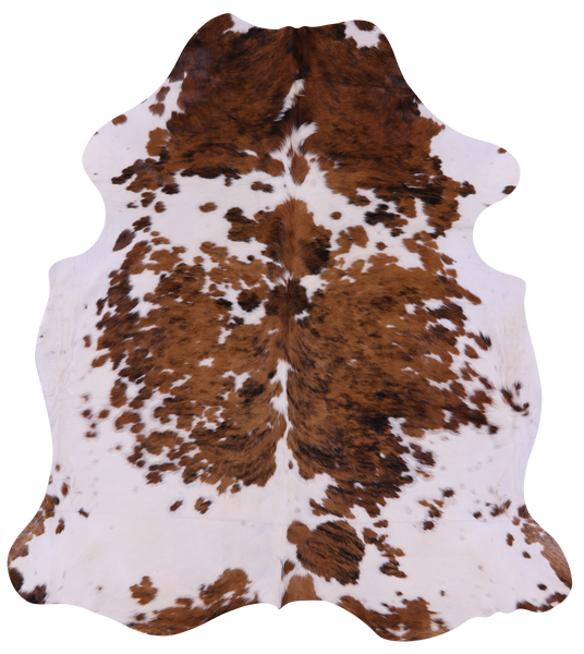 Brown & White Natural Cowhide Rug - XLarge 7'3"H x 6'5"W