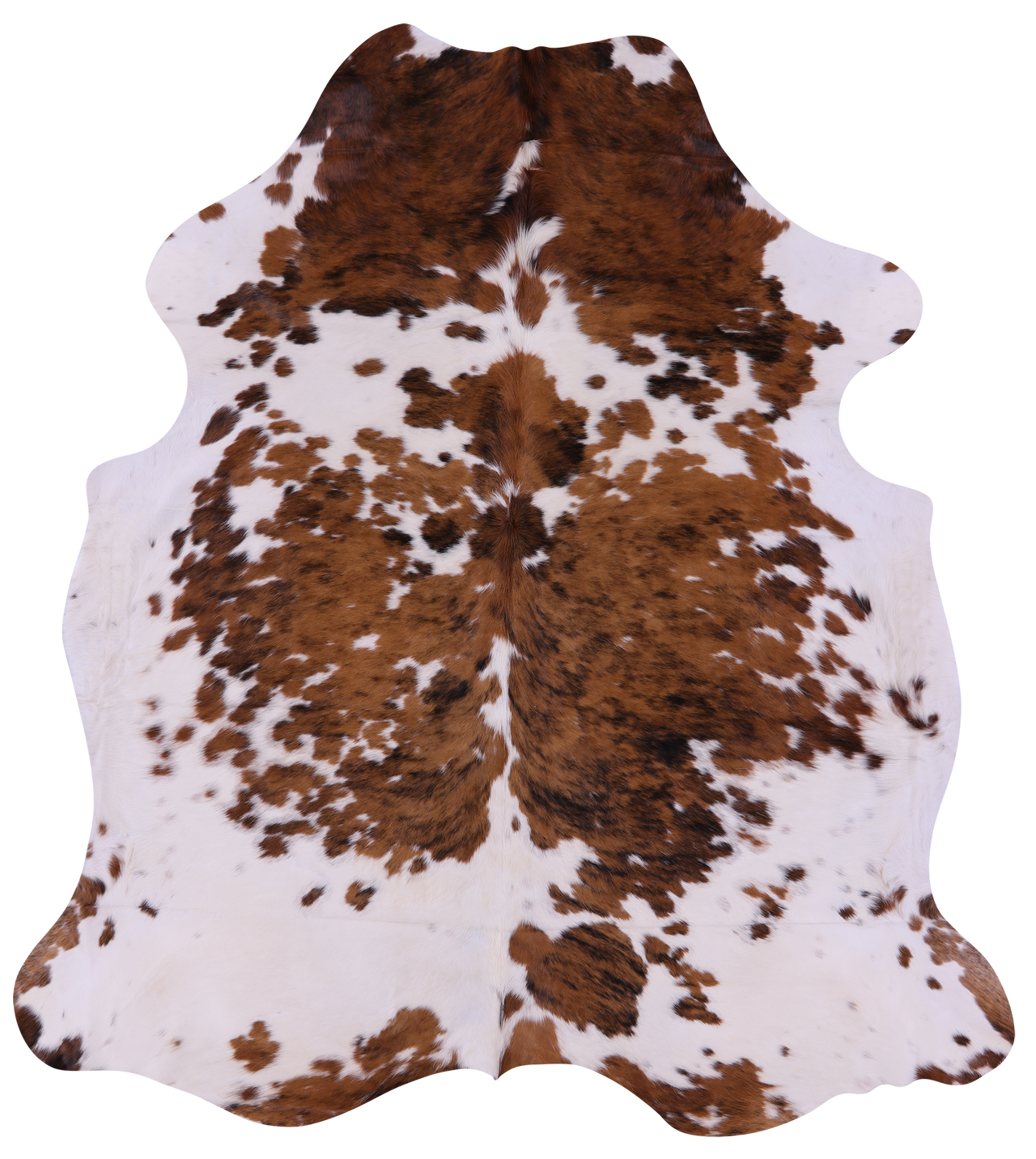 Brown & White Natural Cowhide Rug - XLarge 7'3"H x 6'5"W