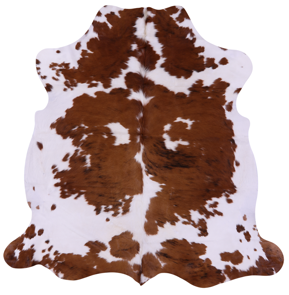 Brown & White Natural Cowhide Rug - X-Large 7'0"H x 7'0"W