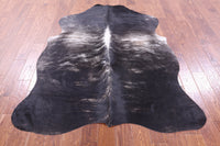 Thumbnail for Black Brindle Natural Cowhide Rug - Large 6'10