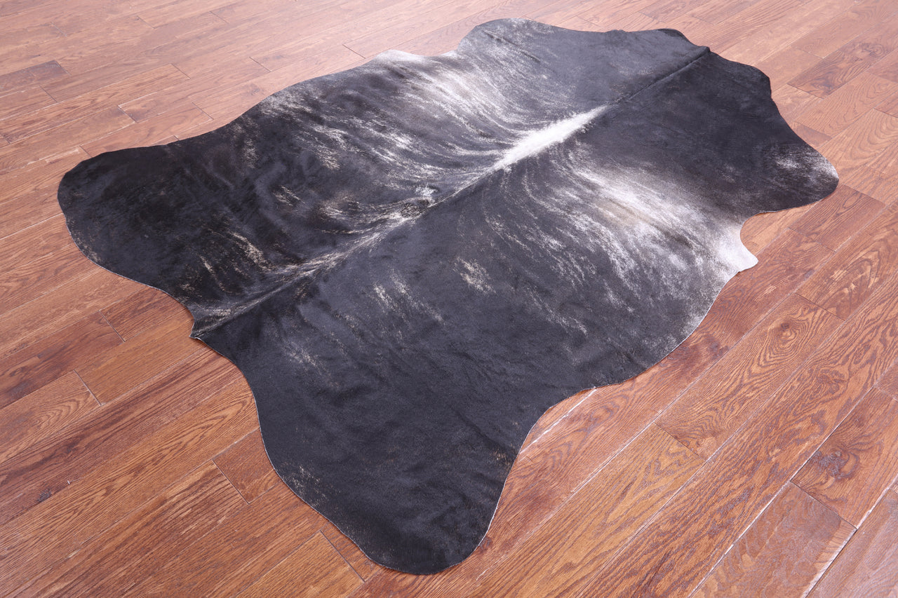 Black Brindle Natural Cowhide Rug - Large 6'10"H x 5'0"W