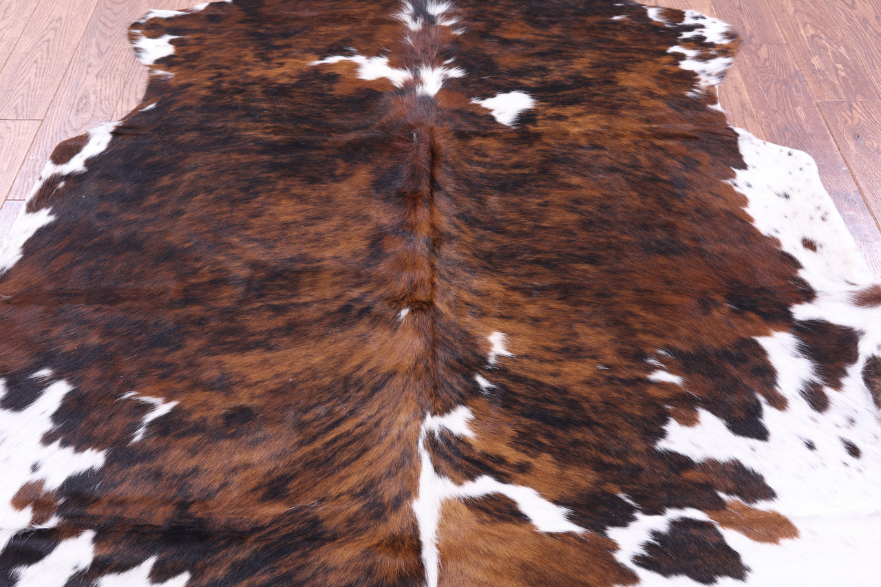 Tricolor Natural Cowhide Rug - Large 6'5"H x 5'10"W