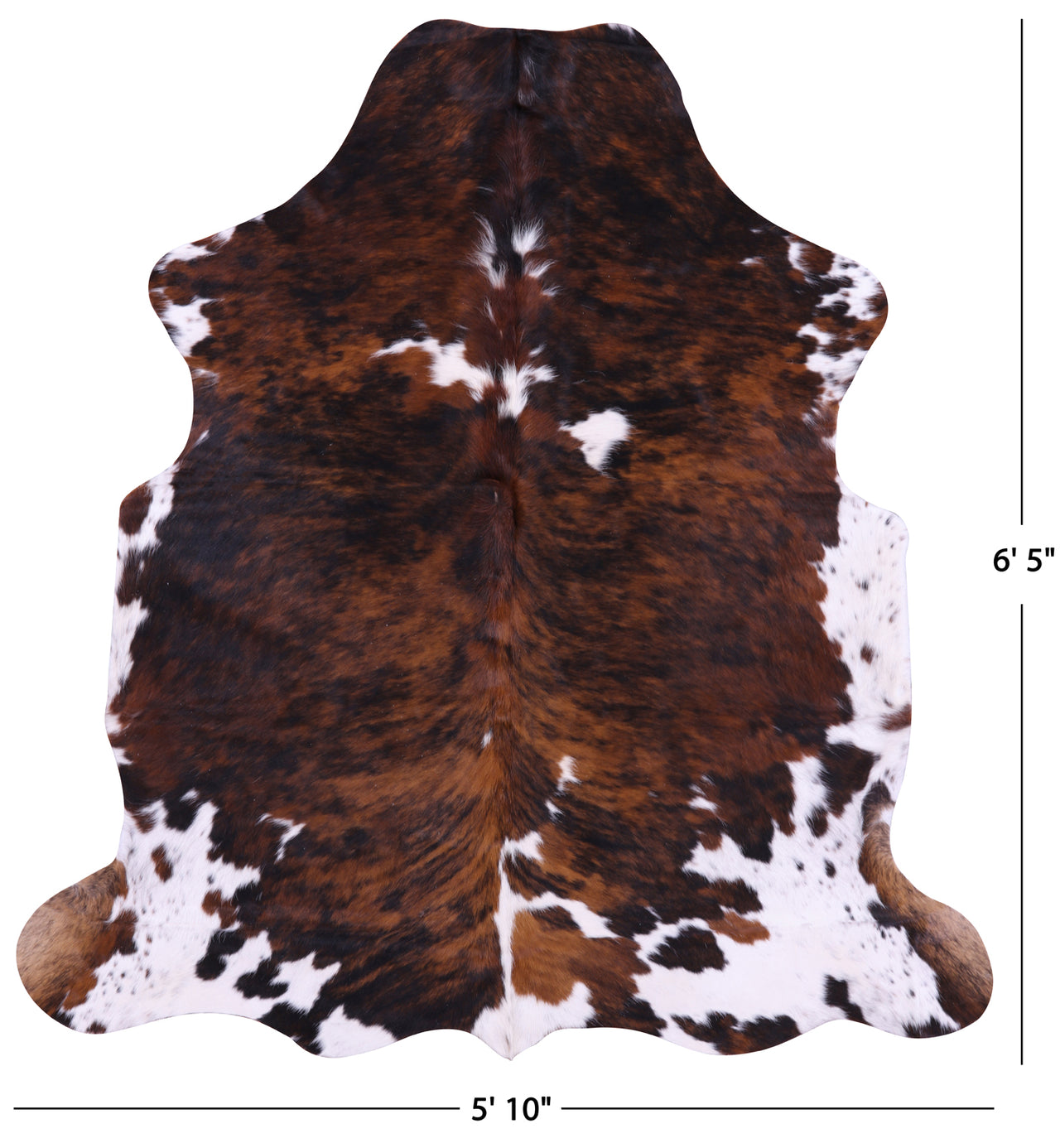 Tricolor Natural Cowhide Rug - Large 6'5"H x 5'10"W