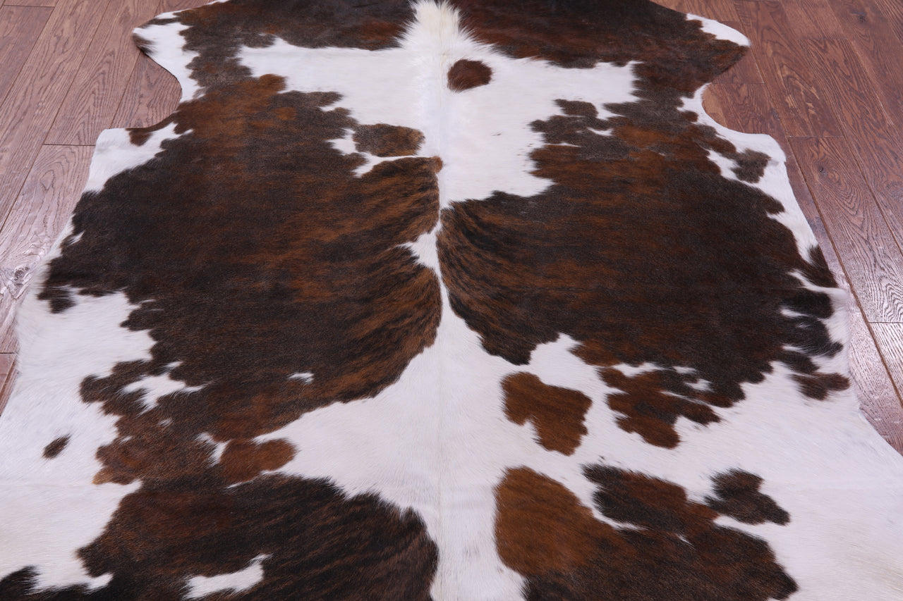 Brown & White Natural Cowhide Rug - XLarge 7'0"H x 6'3"W