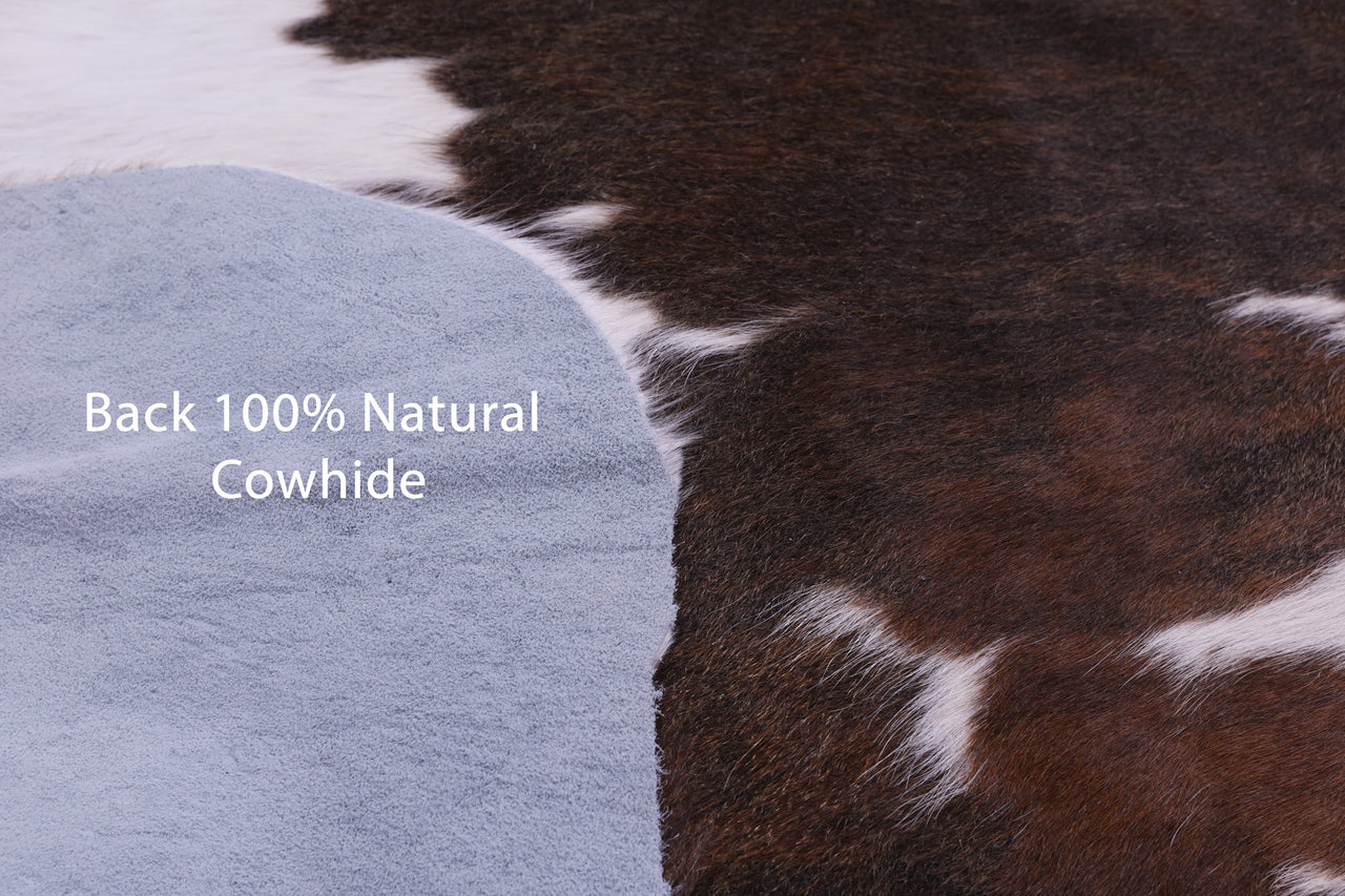 Brown & White Natural Cowhide Rug - XLarge 7'0"H x 6'3"W