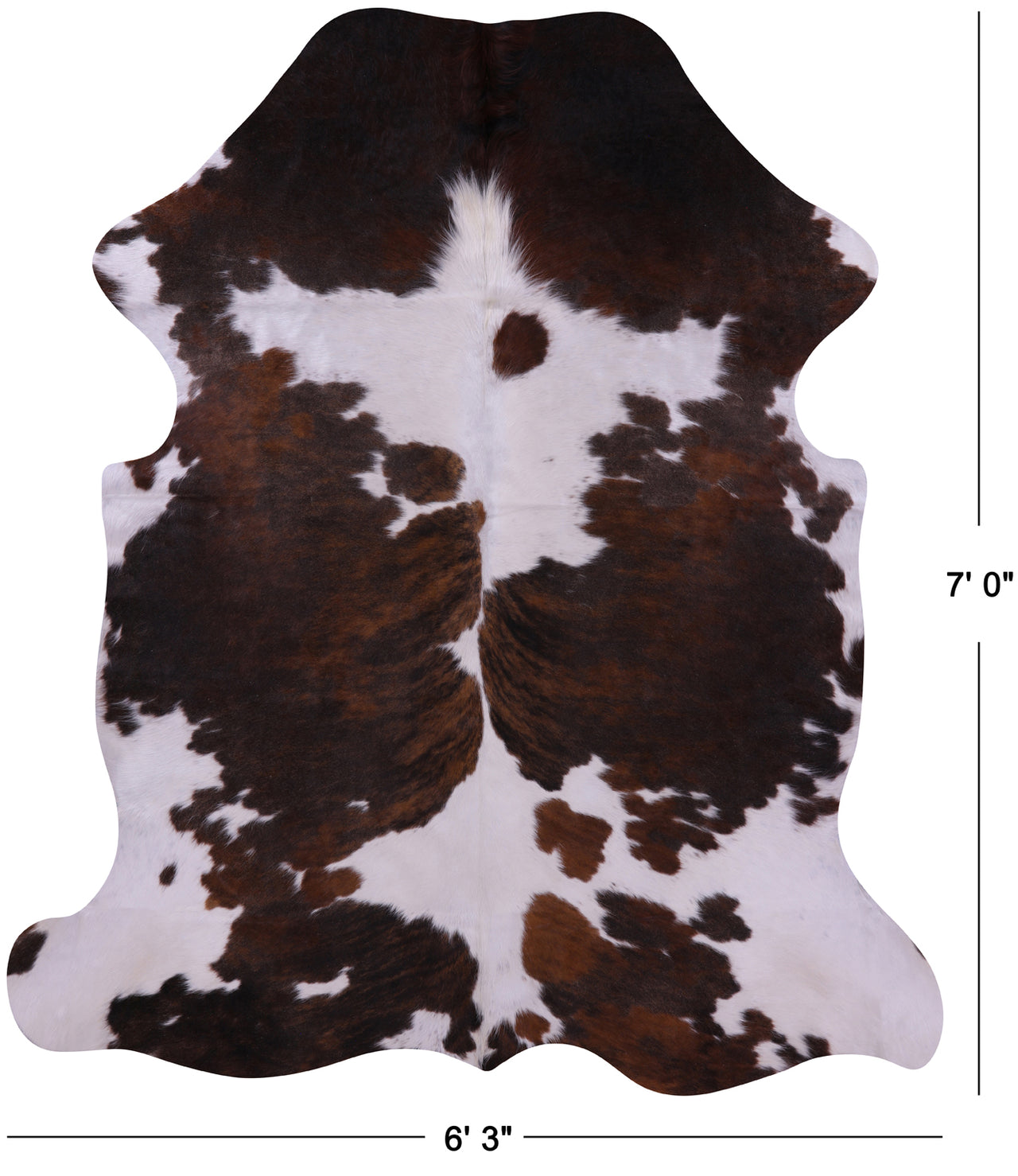 Brown & White Natural Cowhide Rug - XLarge 7'0"H x 6'3"W