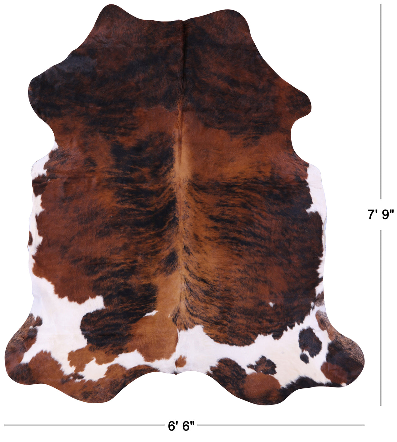 Tricolor Brindle Natural Cowhide Rug - XXLarge 7'9"H x 6'6"W