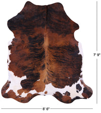 Thumbnail for Tricolor Brindle Natural Cowhide Rug - XXLarge 7'9