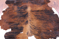 Thumbnail for Tricolor Brindle Natural Cowhide Rug - XXLarge 7'9