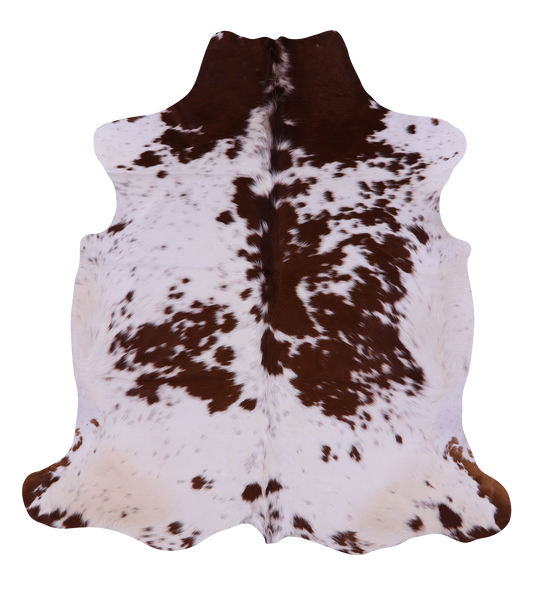 Brown & White Natural Cowhide Rug - Large 6'6"H x 5'11"W