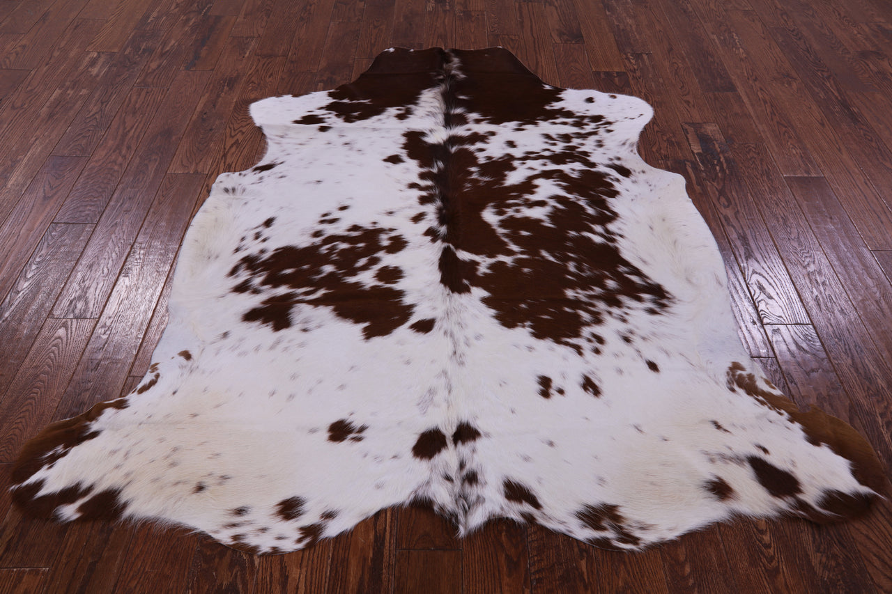 Brown & White Natural Cowhide Rug - Large 6'6"H x 5'11"W