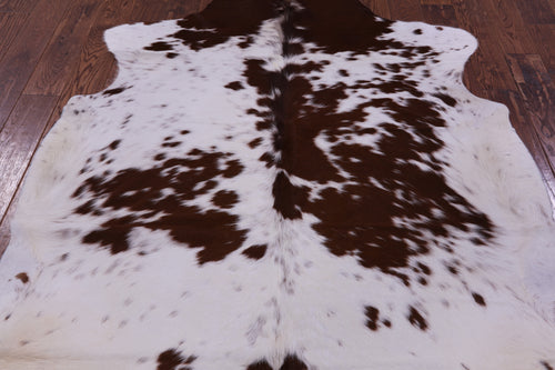 Brown & White Natural Cowhide Rug - Large 6'6