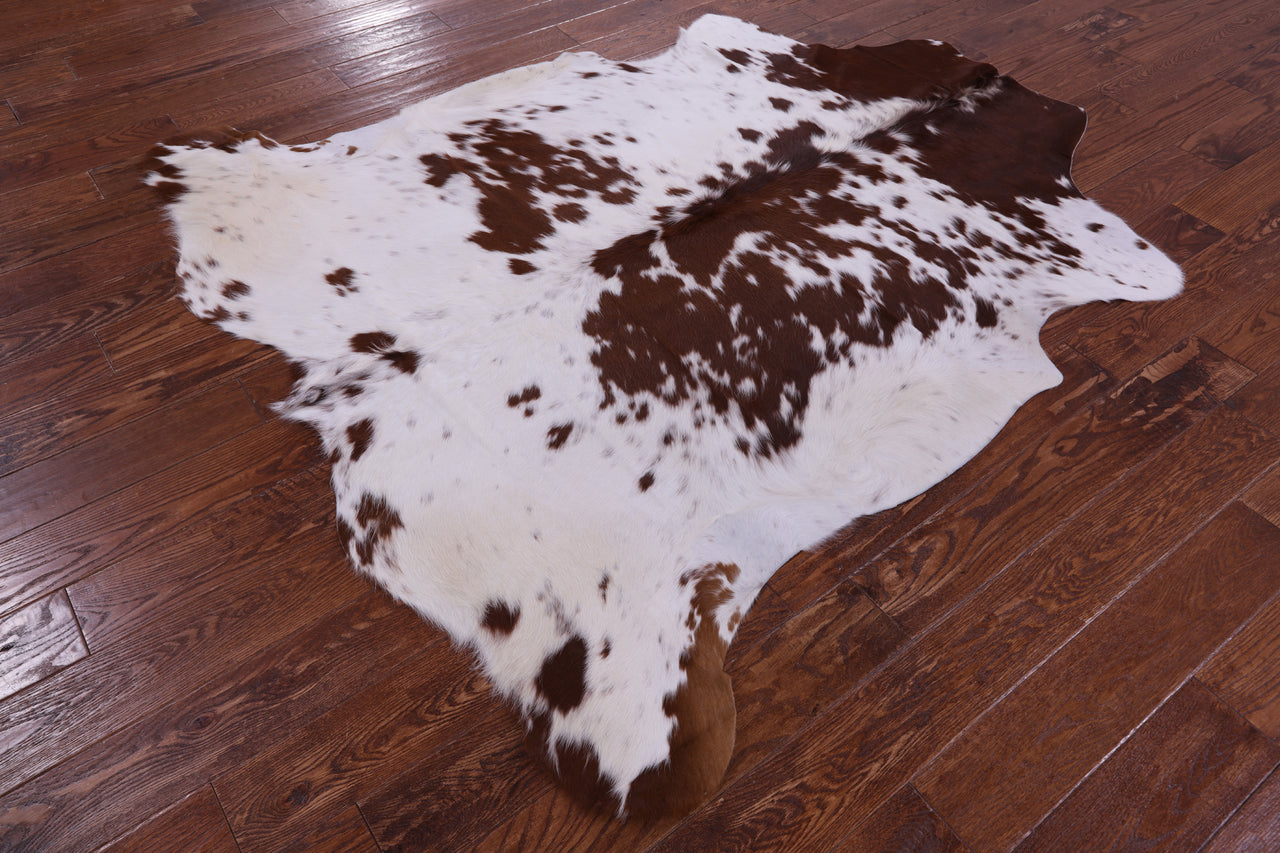 Brown & White Natural Cowhide Rug - Large 6'6"H x 5'11"W