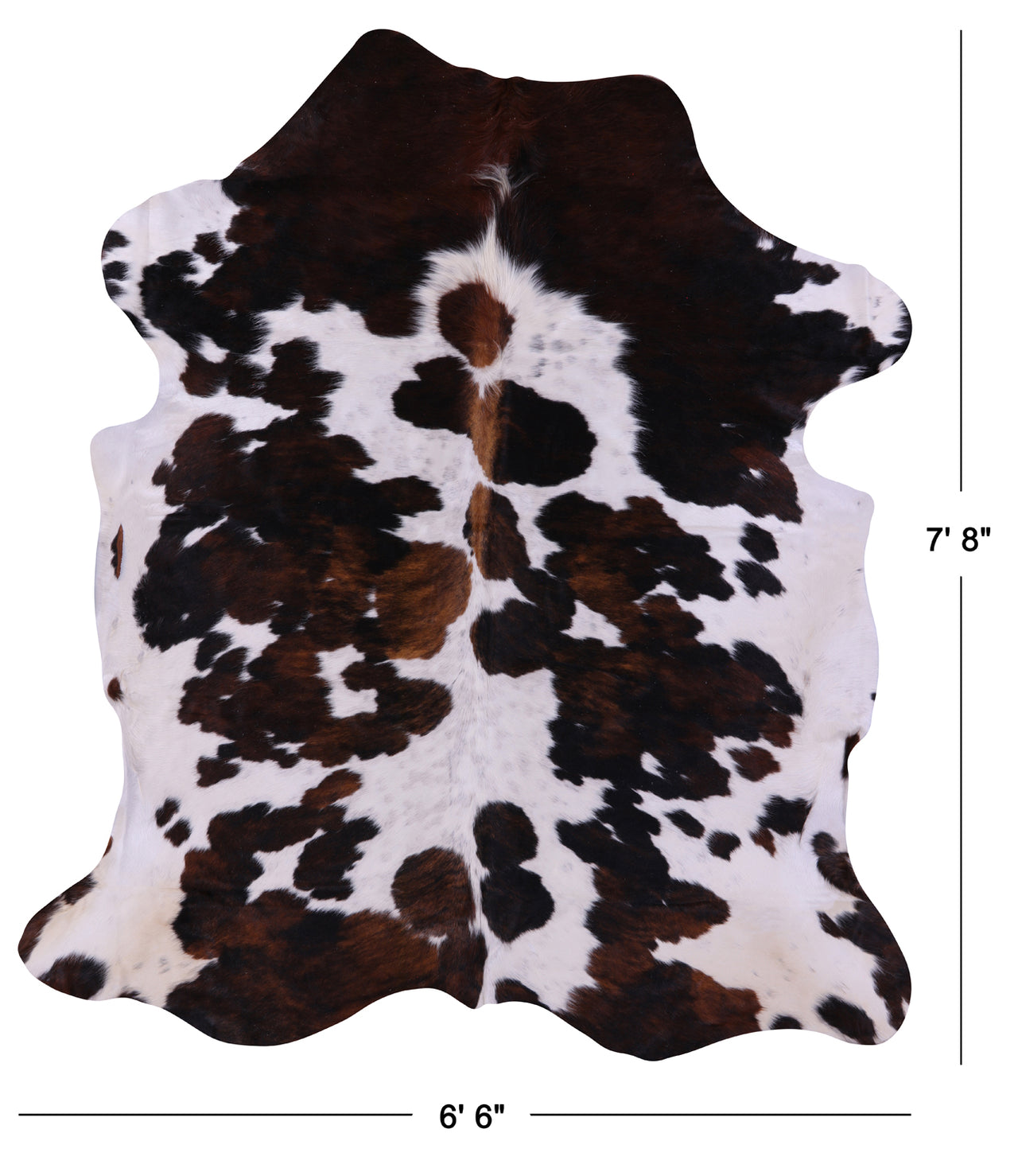 Tricolor Natural Cowhide Rug - XLarge 7'8"H x 6'6"W