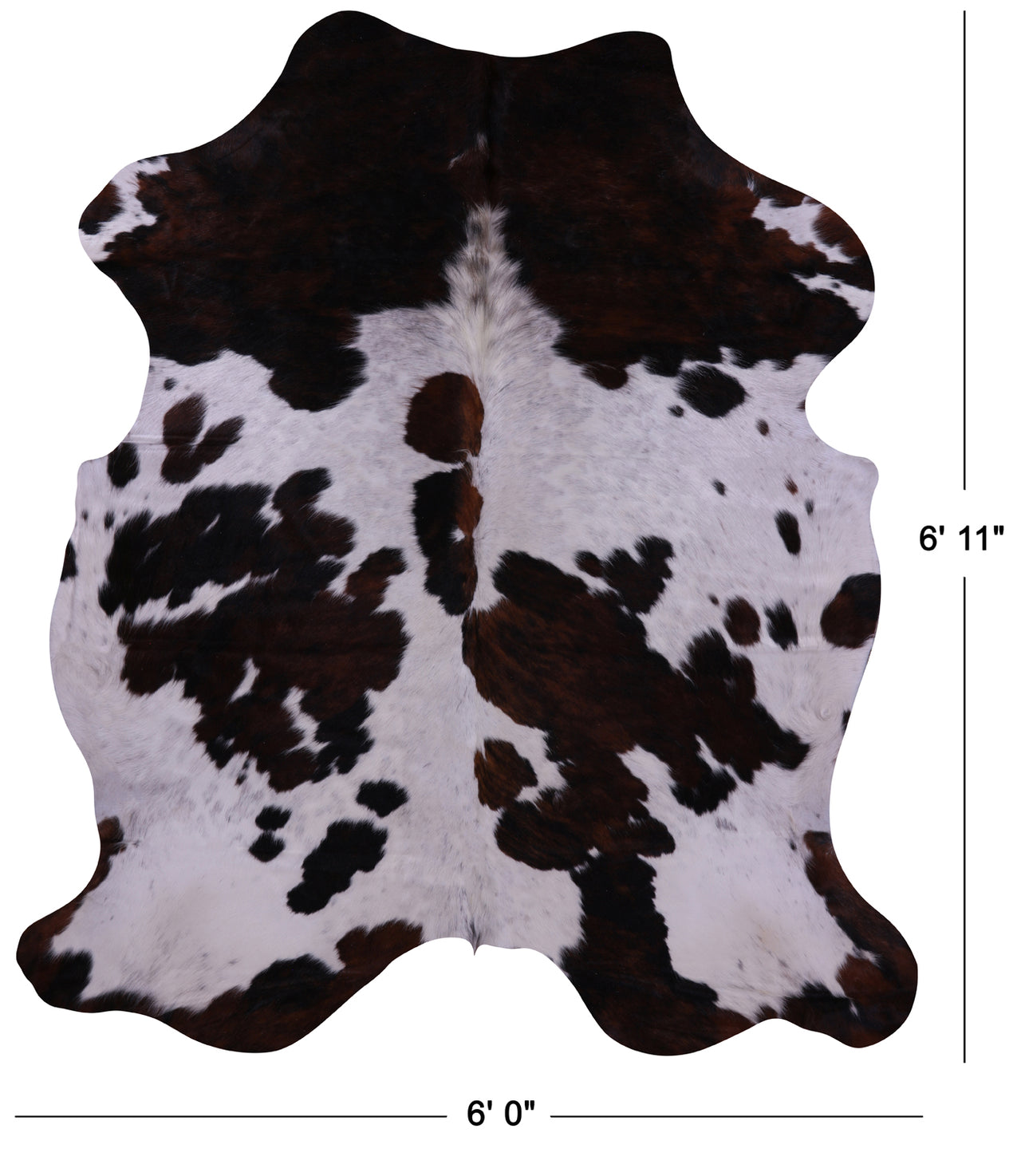 Tricolor Natural Cowhide Rug - Large 6'11"H x 6'0"W