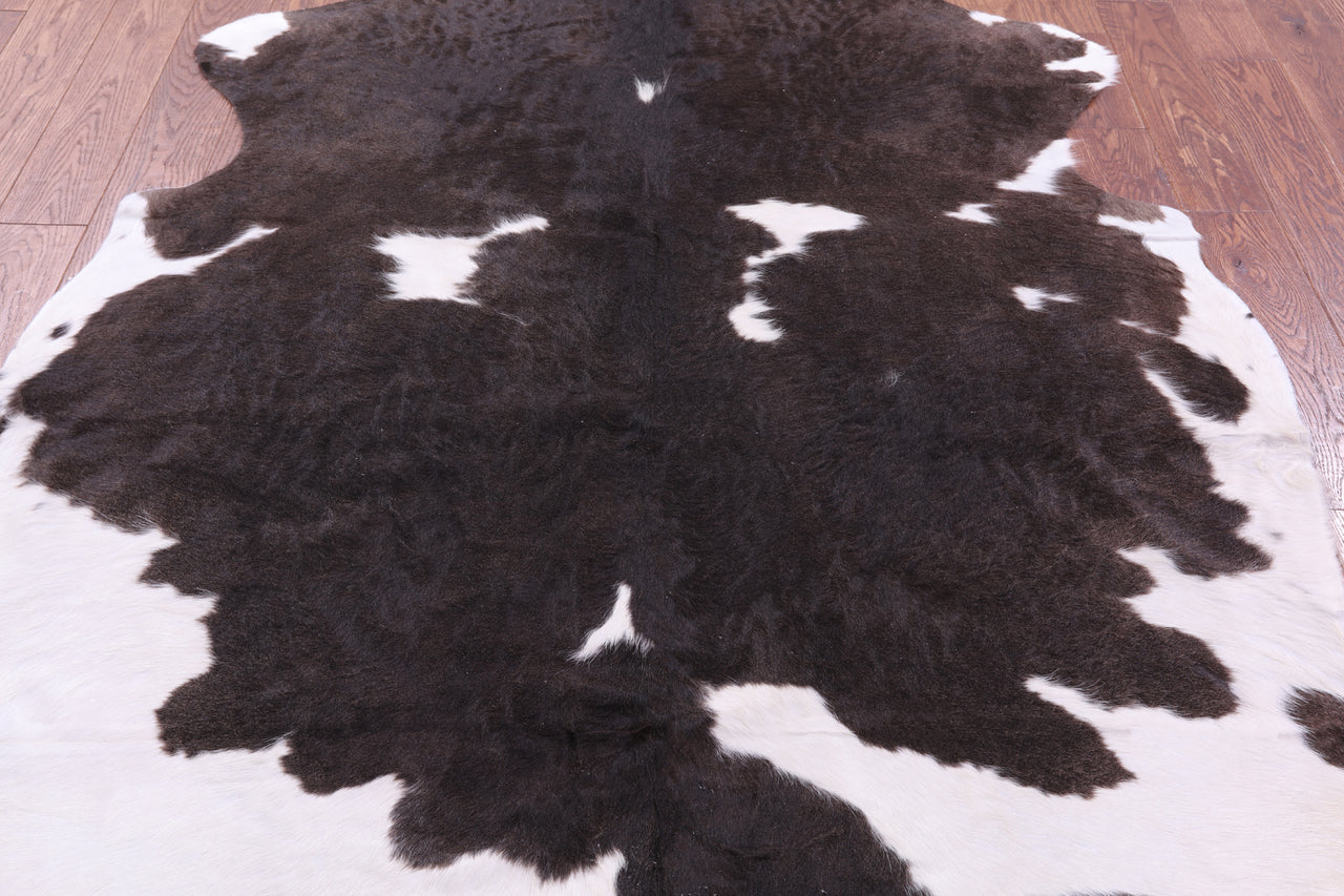 Brown & White Natural Cowhide Rug - Large 6'10"H x 6'9"W