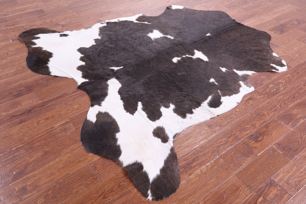 Brown & White Natural Cowhide Rug - Large 6'10"H x 6'9"W