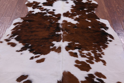 Brown & White Natural Cowhide Rug - Large 6'4