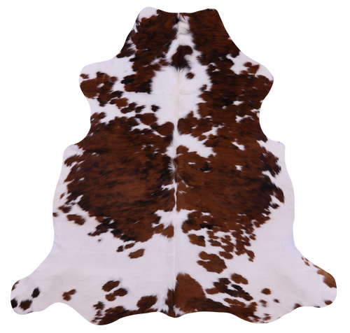 Brown & White Natural Cowhide Rug - Large 6'4