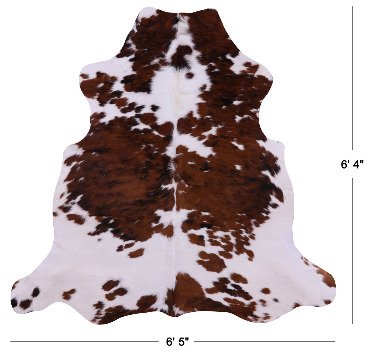 Brown & White Natural Cowhide Rug - Large 6'4"H x 6'5"W