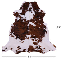 Thumbnail for Brown & White Natural Cowhide Rug - Large 6'4