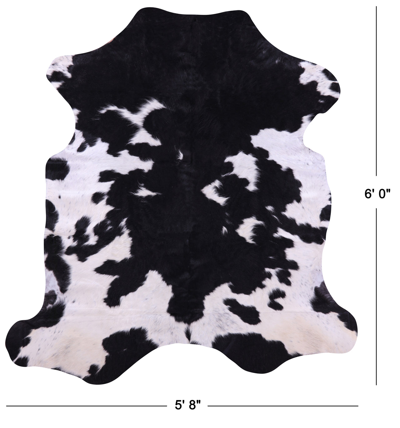 Black & White Natural Cowhide Rug - Medium 6'0"H x 5'8"W