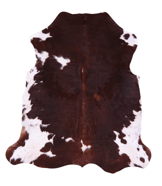 Brown & White Natural Cowhide Rug - Medium 6'3"H x 5'7"W