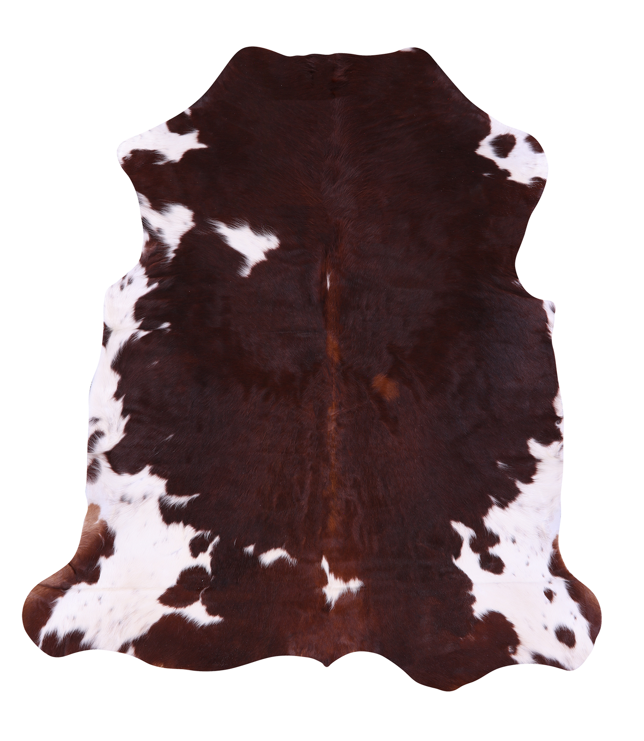 Brown & White Natural Cowhide Rug - Medium 6'3"H x 5'7"W