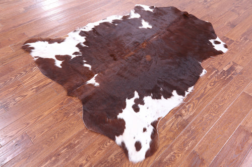 Brown & White Natural Cowhide Rug - Medium 6'3