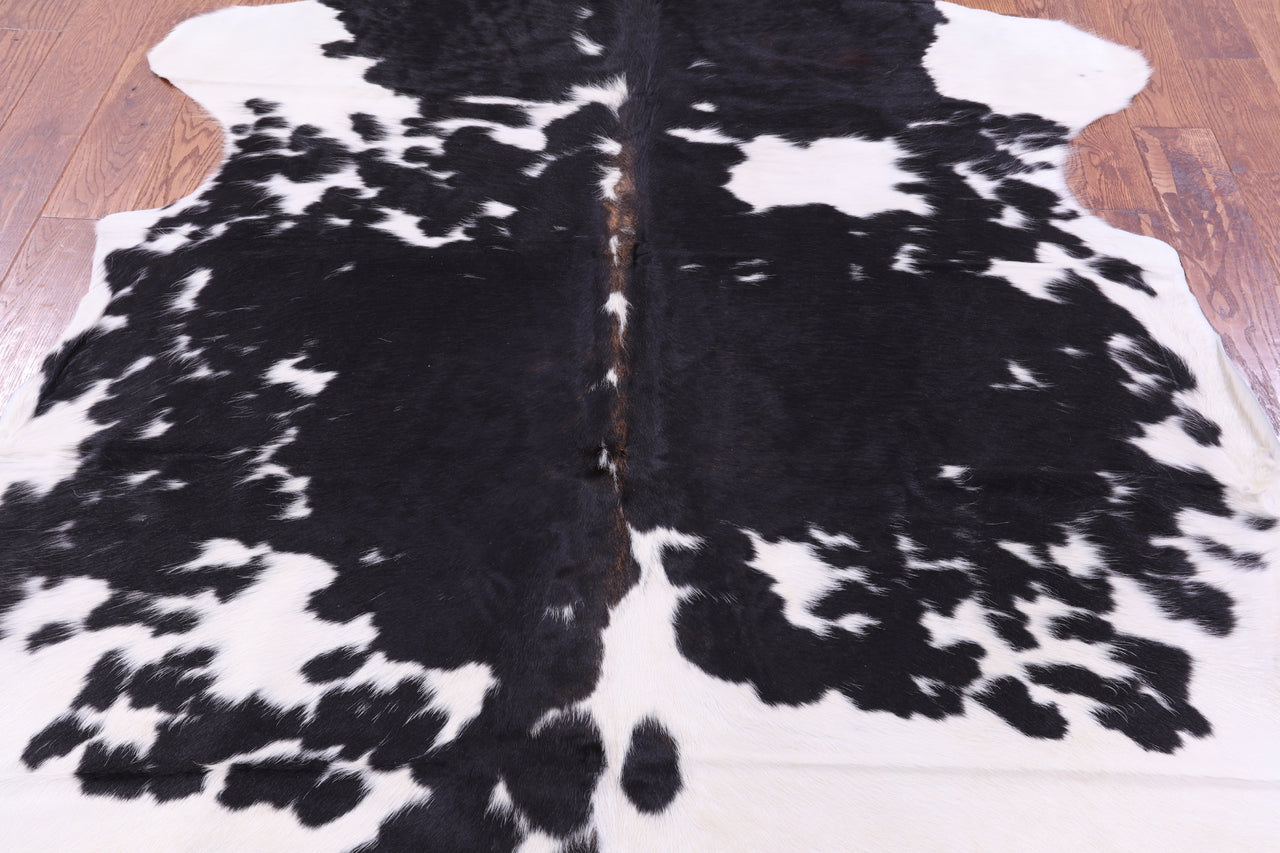 Black & White Natural Cowhide Rug - Large 6'9"H x 5'11"W