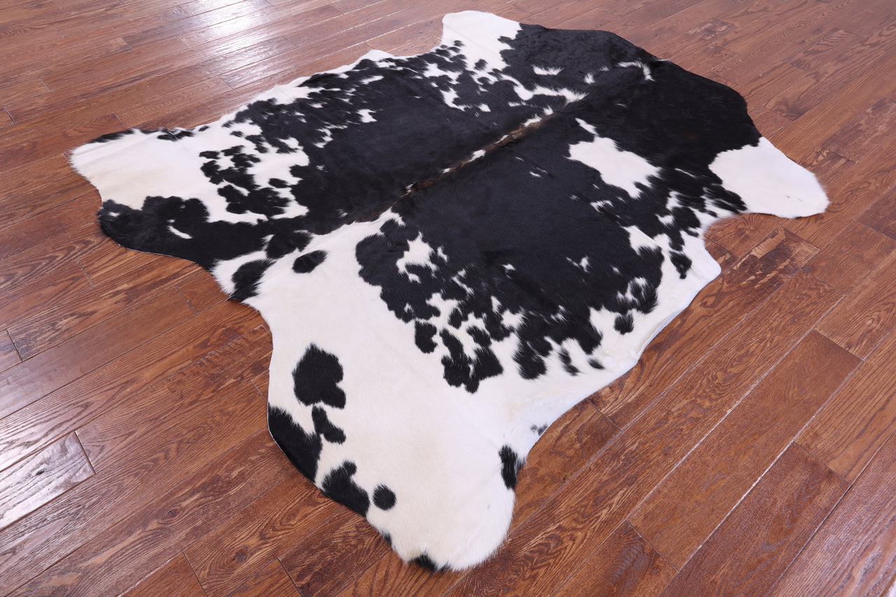 Black & White Natural Cowhide Rug - Large 6'9"H x 5'11"W