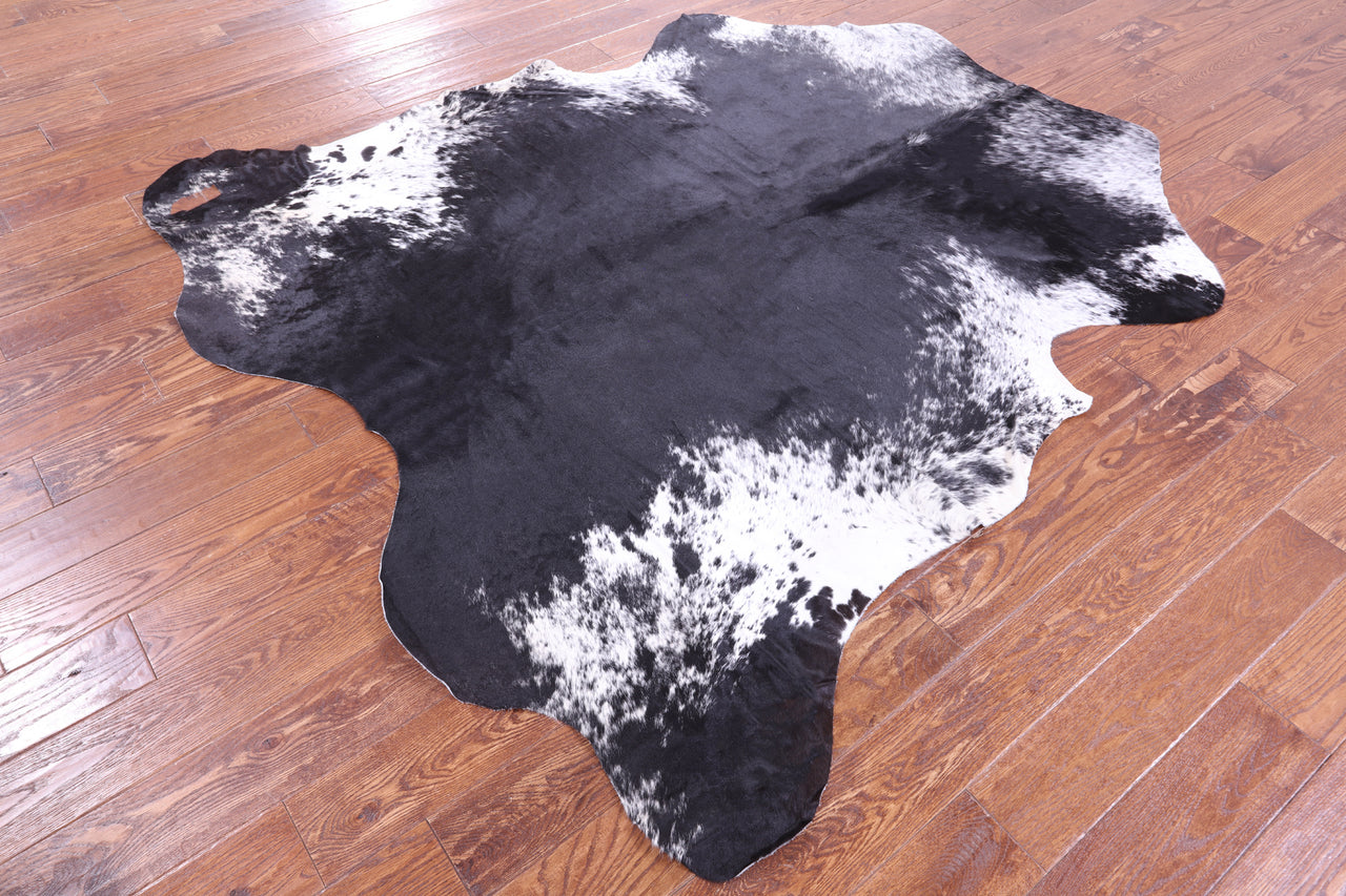 Black & White Salt & Pepper Natural Cowhide Rug - Large 6'9"H x 6'2"W