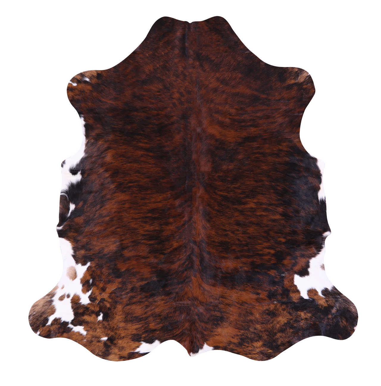 Brindle Tricolor Natural Cowhide Rug - Medium 6'1"H x 5'10"W