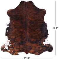 Thumbnail for Brindle Tricolor Natural Cowhide Rug - Medium 6'1