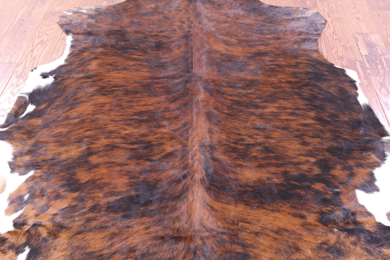 Brindle Tricolor Natural Cowhide Rug - Medium 6'1"H x 5'10"W