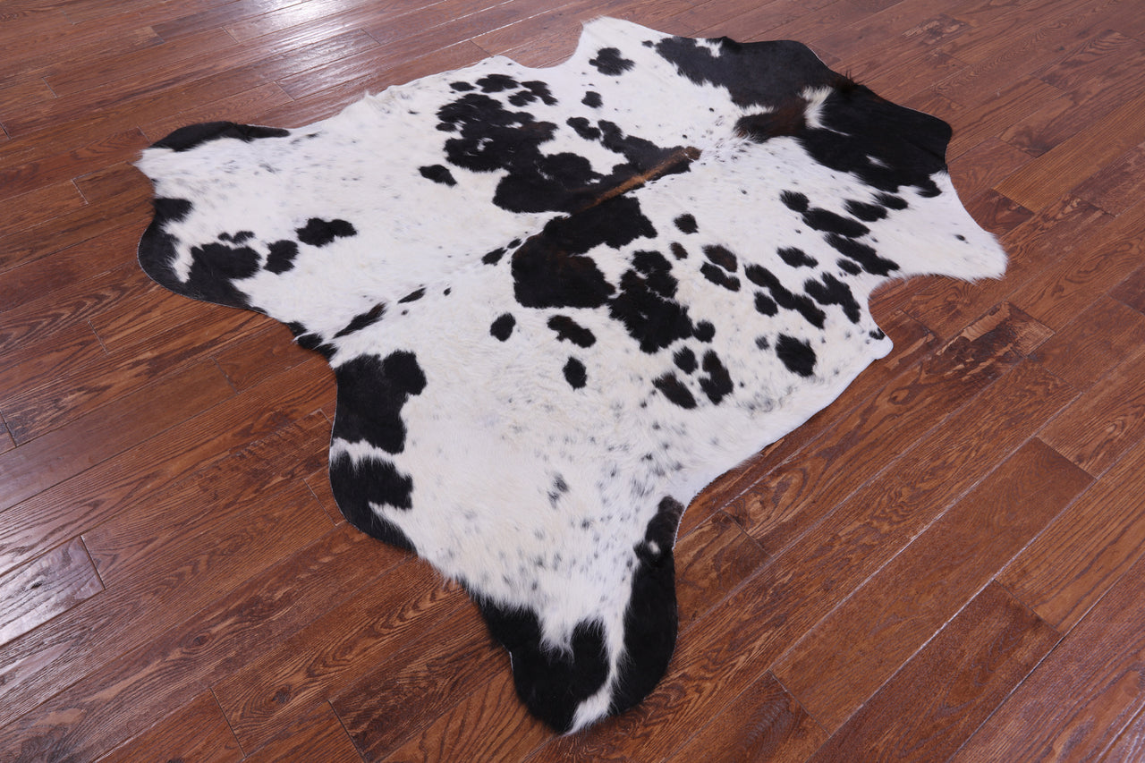 Brown & White Natural Cowhide Rug - Large 6'6"H x 6'2"W