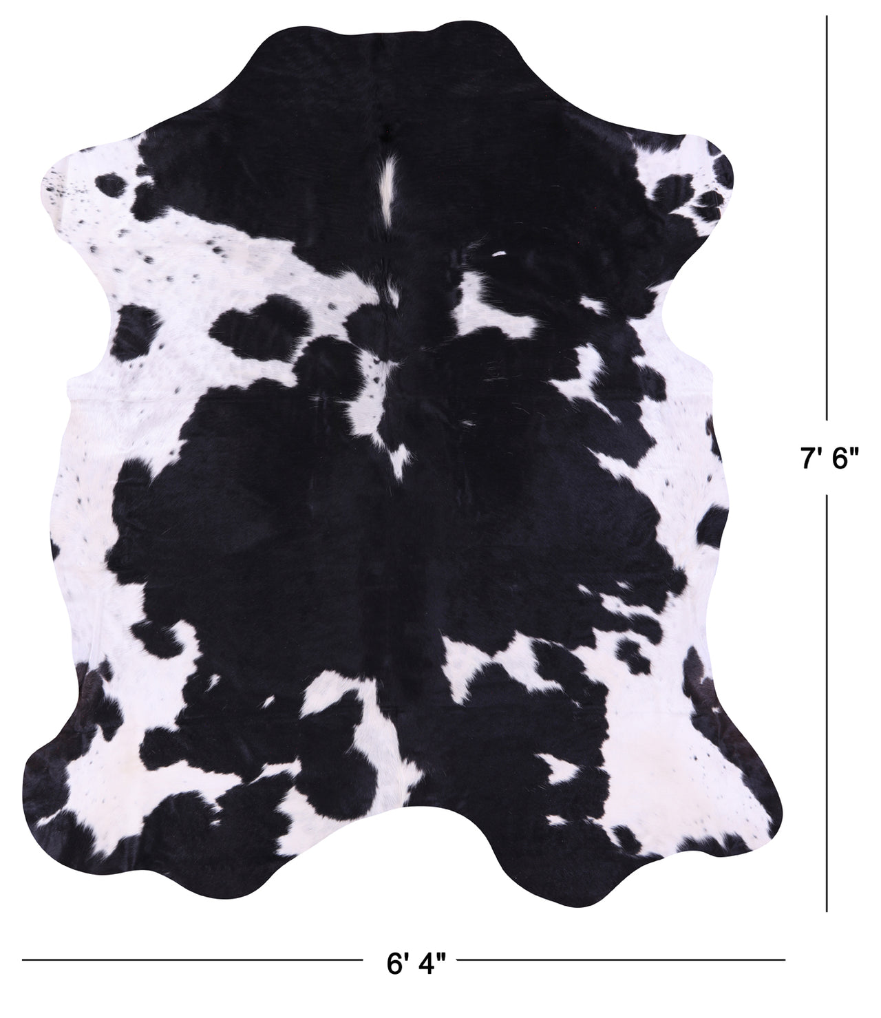 Black & White Natural Cowhide Rug - XLarge 7'6"H x 6'4"W