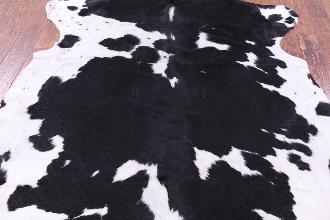 Black & White Natural Cowhide Rug - XLarge 7'6"H x 6'4"W