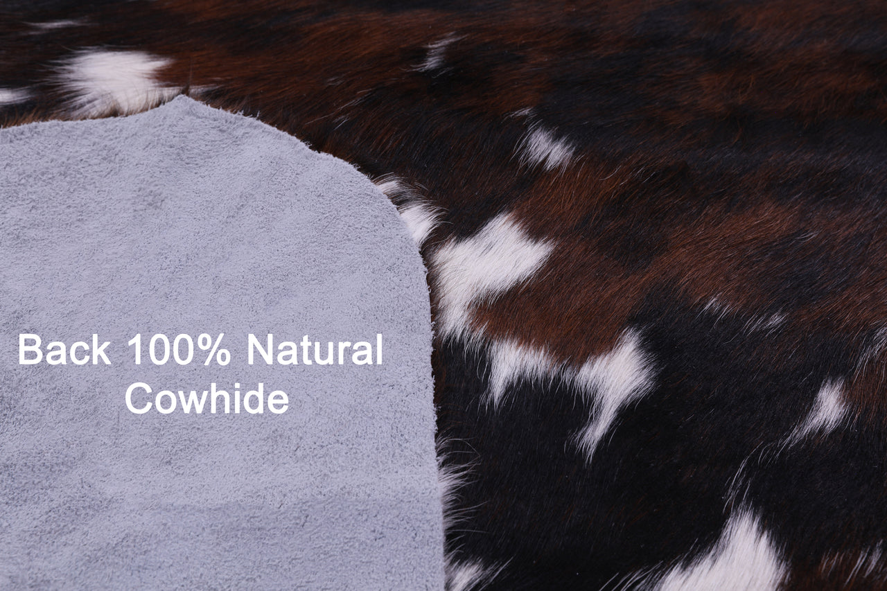 Tricolor Natural Cowhide Rug - XLarge 7'5"H x 6'5"W