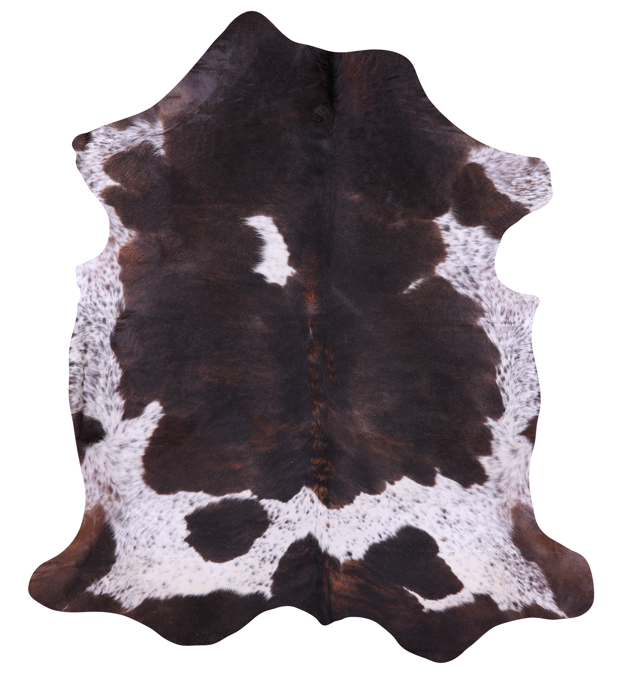 Salt & Pepper Brown & White Natural Cowhide Rug - XLarge 7'0"H x 6'5"W