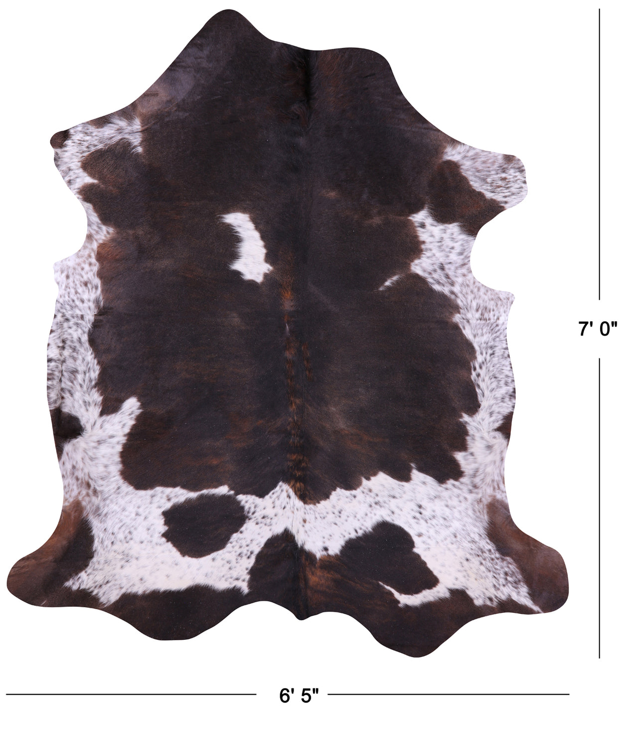 Salt & Pepper Brown & White Natural Cowhide Rug - XLarge 7'0"H x 6'5"W